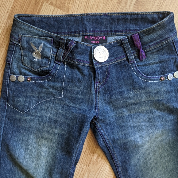 SOLD Playboy be-dazzled low rise jeans Y2K 90s - Picture 4 of 9